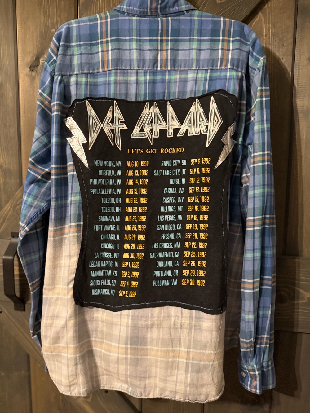 Upcycled Def Leppard Plaid Button-Down Shirt XL